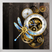 Poster Steampunk Clock with Mechanical Dragonfly (Devant)