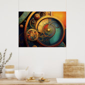 Poster Steampunk Clockwork Abstract Design (Cuisine)