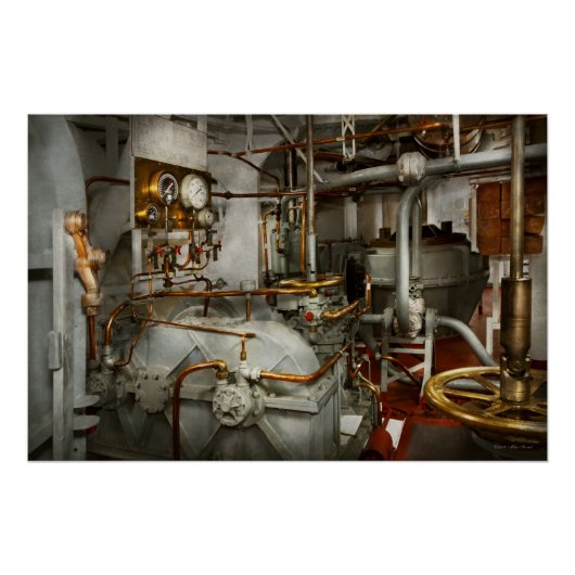 Poster Steampunk - Dans la salle des machines (Devant)