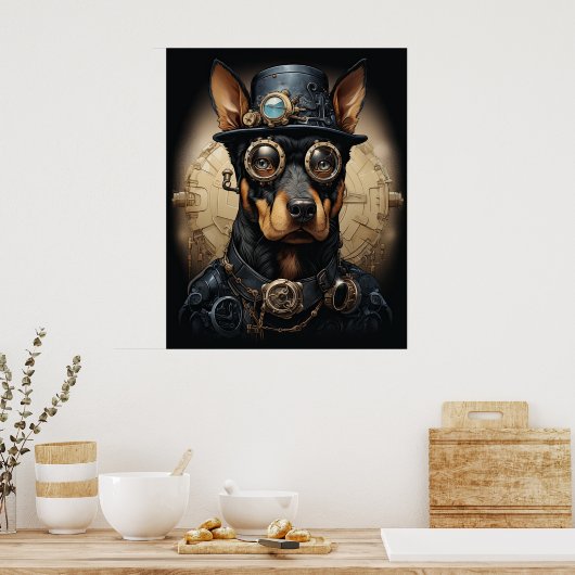 POSTER STEAMPUNK DOBERMAN (Cuisine)