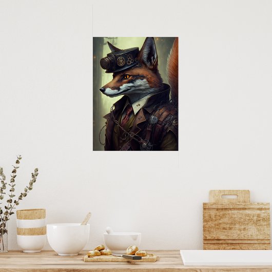 Poster Steampunk Fox Wall Art (Cuisine)