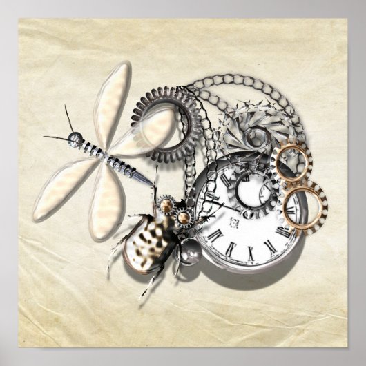 Poster Steampunk Gère Insectes mécaniques (Devant)