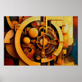 Poster Steampunk Golden Mechanism Abstract (Devant)
