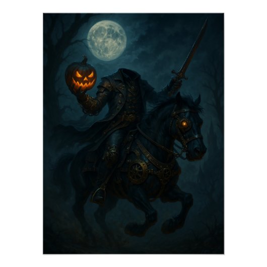 Poster Steampunk Gothic Horror Headless Horseman (Devant)