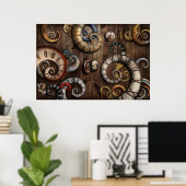 Poster Steampunk - Horloge - Time Machine (Bureau à domicile)