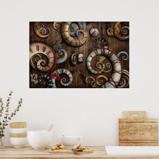 Poster Steampunk - Horloge - Time Machine (Cuisine)