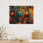 Poster Steampunk Industrial Geometry Art (Cuisine)