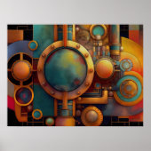 Poster Steampunk Industrial Geometry Art (Devant)