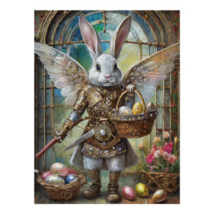 Poster Steampunk Lapin de Pâques Guerrier Angel