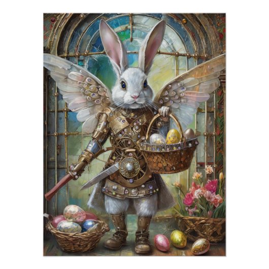 Poster Steampunk Lapin de Pâques Guerrier Angel (Devant)