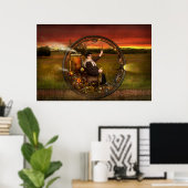 Poster Steampunk - Le monocycle du gentleman (Bureau à domicile)