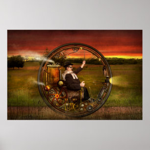 Poster Steampunk - Le monocycle du gentleman