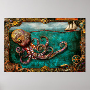 Poster Steampunk - L'histoire du Kraken