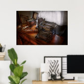 Poster Steampunk - Machine à écrire - Le messager secret (Bureau à domicile)