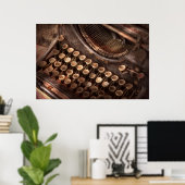 Poster Steampunk - Machine à écrire - Trop serré pour tap (Bureau à domicile)