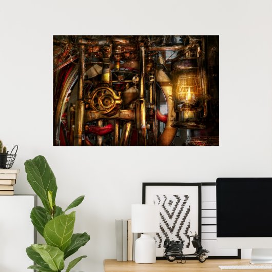 Poster Steampunk - Mécanica (Bureau à domicile)