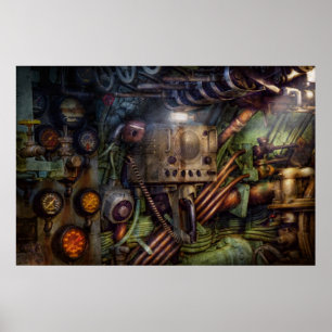 Poster Steampunk - naval - la station de COMM.
