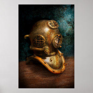 Poster Steampunk - plongée - le casque de plongée