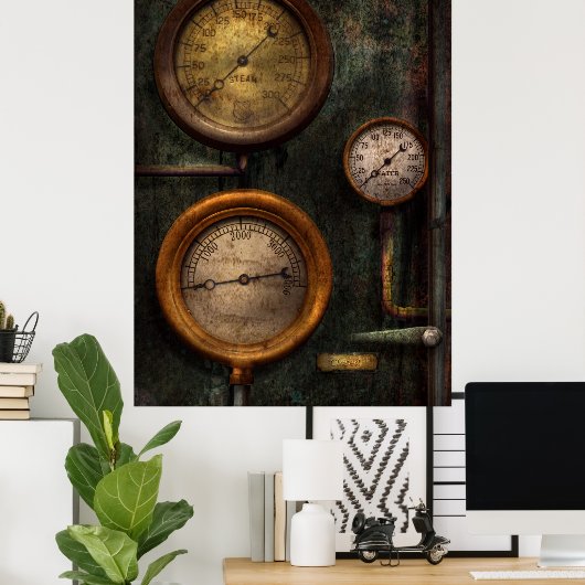 Poster Steampunk - Plumbing - Gaging success (Bureau à domicile)