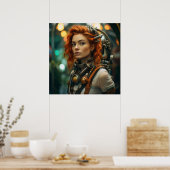 Poster Steampunk Redhead Warrior Girl (Cuisine)