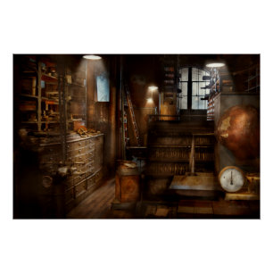 Poster Steampunk - Salle des outils d'un fou