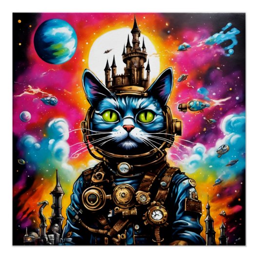Poster Steampunk Space Cat II (Devant)