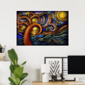 Poster Steampunk - Starry night (Bureau à domicile)
