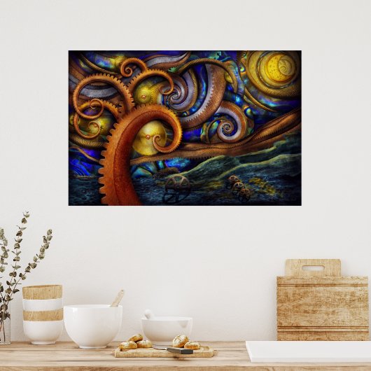 Poster Steampunk - Starry night (Cuisine)
