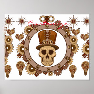 Poster Steampunk Thème Top Hat Skull Thunder_Cove