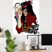 Poster Steampunk tout en rouge (Bureau à domicile)