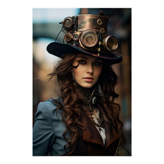 Poster Steampunk Victorian Cosplay Top Hat Gears (Devant)