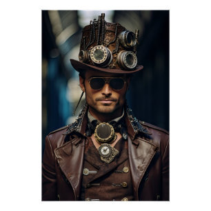 Poster Steampunk Victorian Cosplay Top Hat Gears