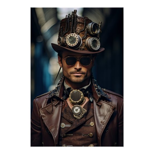 Poster Steampunk Victorian Cosplay Top Hat Gears (Devant)