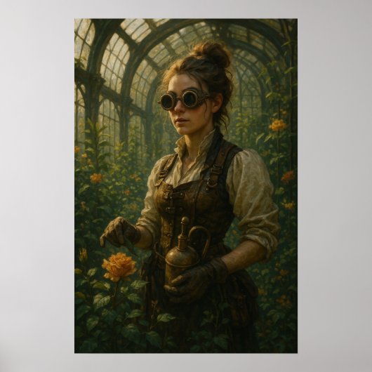 Poster Steampunk Victorian Gardener Art (Devant)