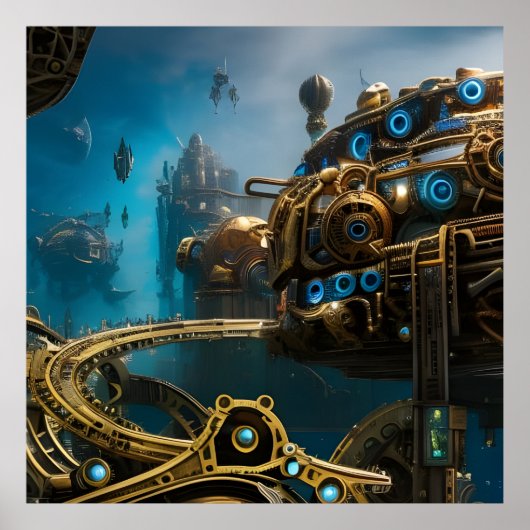 Poster Steampunk ville perdue d'Atlantis (Devant)
