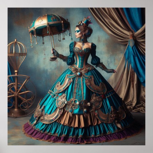 Poster Steampunk Vintage Victorian Lady Circus (Devant)