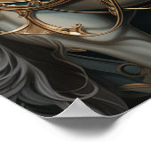 Poster Steampunk White Stallion Gold Gears Emerald Gems (Coin)