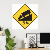 Poster Steep Grade Traffic Sign Trucking Hauling Caution (Bureau à domicile)