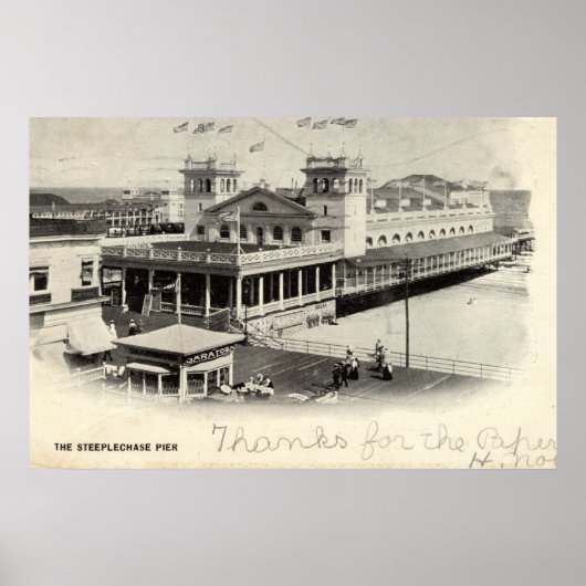 Poster Steeplechase Pier Atlantic City Vintage 1904 (Devant)