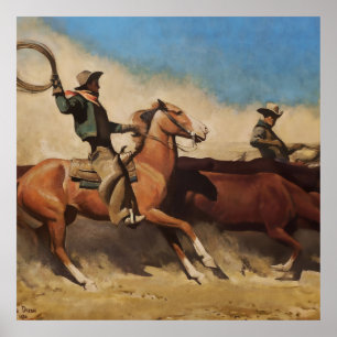 Poster « Steers to Market » Art occidental de Maynard Dix