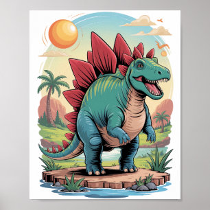 Poster Stégosaure heureux