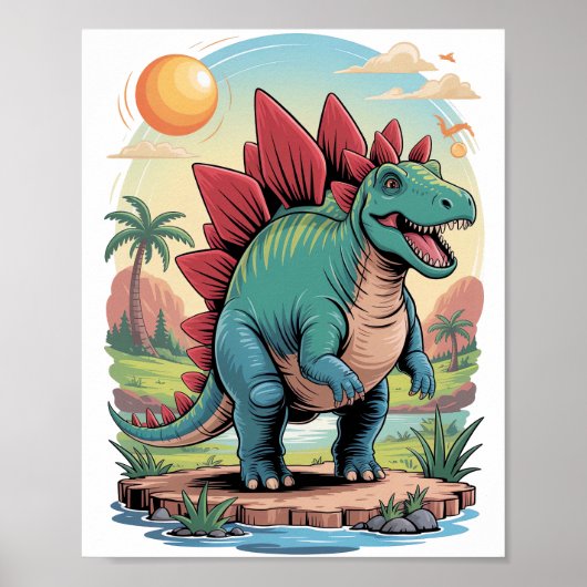 Poster Stégosaure heureux (Devant)