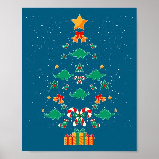 Poster Stegosaurus Dinosaur Christmas Tree Xmas Long Slee (Devant)