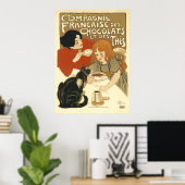 Poster Steinlen - Chats : Compagnie Francaise des Chocola (Bureau à domicile)