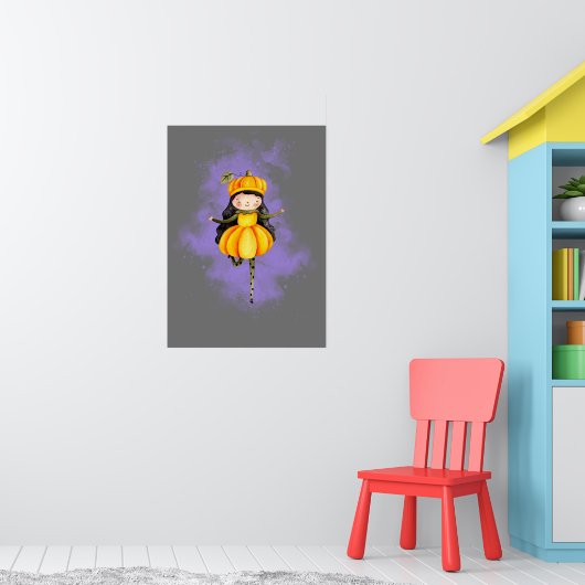 Poster Stellalunarts Citrouille Halloween mignonne fille (Pépinière 1)