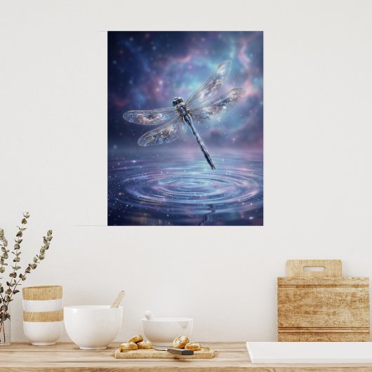 Poster Stellar Dragonfly Cosmic Glow (Cuisine)