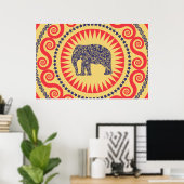 Poster StellaRoot Damask Elephant Vinatge Preppy Burn (Bureau à domicile)