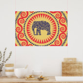 Poster StellaRoot Damask Elephant Vinatge Preppy Burn (Cuisine)