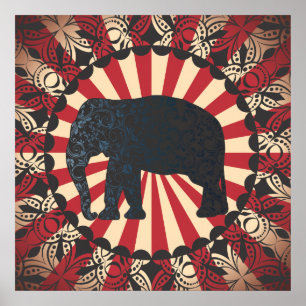 Poster StellaRoot Vintage Circus Elephant Free Mandarin