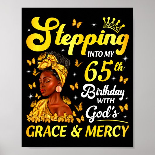 Poster Stepng Into My 65th Birthday Christian Afro Women (Devant)